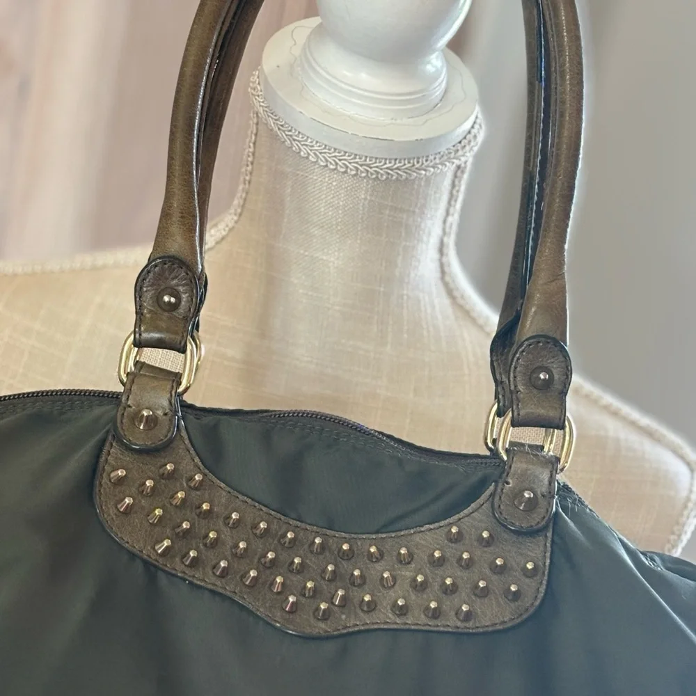 Rebecca Minkoff Nylon Bag. Olive Green Purse. Studded 18”x12” Designer